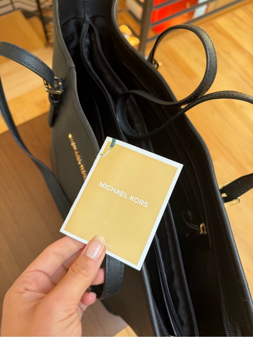 Michael Kors Black Saffiano Tote with Gold Hardware - Picture 5 of 6